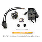Videology DEV-801-IP-678-1HC0DC development kit with 801-IP-678 8MP 4K IP camera, M12 lenses, power adapter, Ethernet cable, GPIO cable, and SD card interface board Videology DEV-801-IP-678-1HC0DC development kit with 801-IP-678 8MP 4K IP camera, M12 lenses, power adapter, Ethernet cable, GPIO cable, and SD card interface board